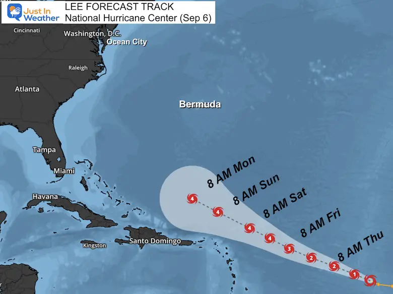 September 6 Forecast Hurricane Lee track and timing
