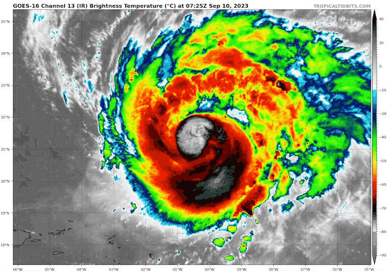 Hurricane Lee Satellite Loop Sunday Morning September 10