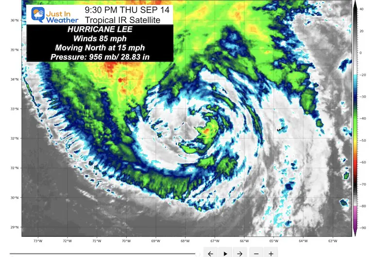 September 14 Hurricane Lee Satellite Thursday Night