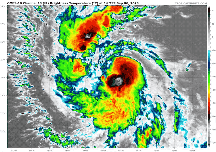 Tropical Storm Lee satellite loop September 6 afternoon