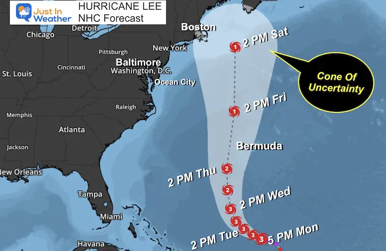 September 11 Hurricane Lee Forecast Track Boston