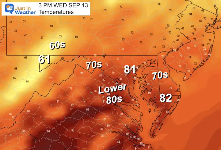September 12 weather temperatures Wednesday afternoon