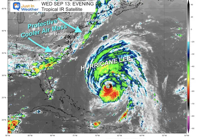 Hurricane Lee East Coast Satellite Wednesday Night