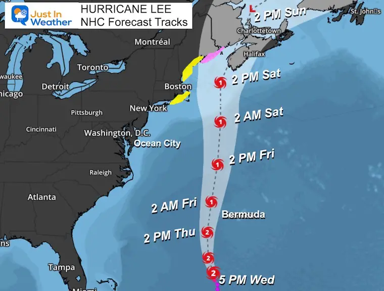 September 13 Hurricane Lee NHC Forecast Tracks