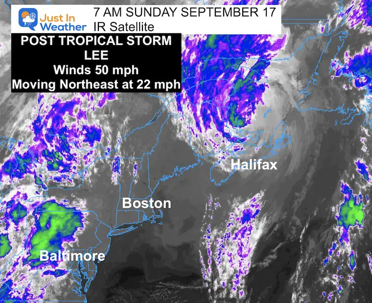 September 17 post tropical storm Lee satellite Sunday morning