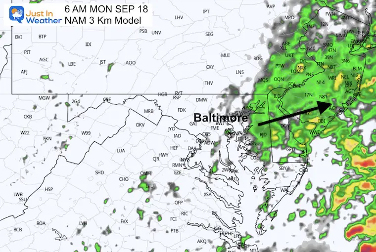 September 17 rain Monday morning NAM