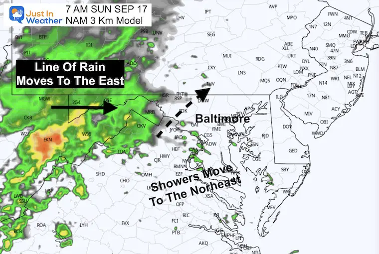 September 17 weather radar forecast Sunday Morning NAM