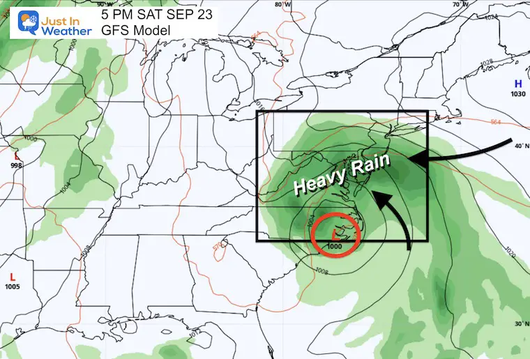 September 18 weather coastal storm forecast Saturday afternoon