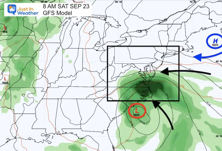 September 18 weather coastal storm forecast Saturday morning