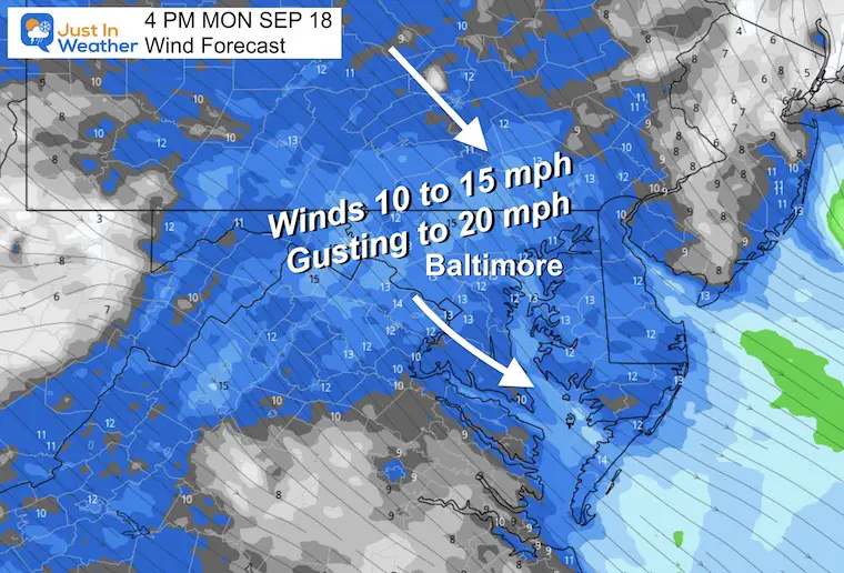 September 18 wind forecast Monday