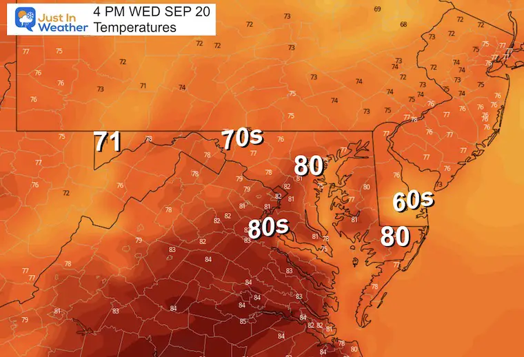 September 19 weather temperatures Wednesday afternoon
