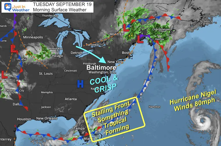 September 19 Weather Tuesday morning Hurricane Nigel