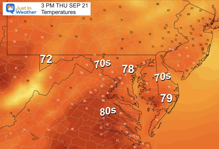 September 20 weather temperatures Thursday afternoon