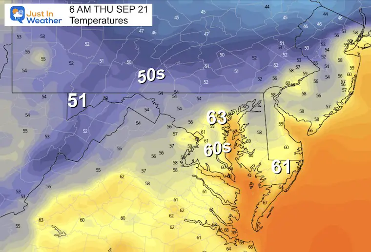 September 20 weather temperatures Thursday morning