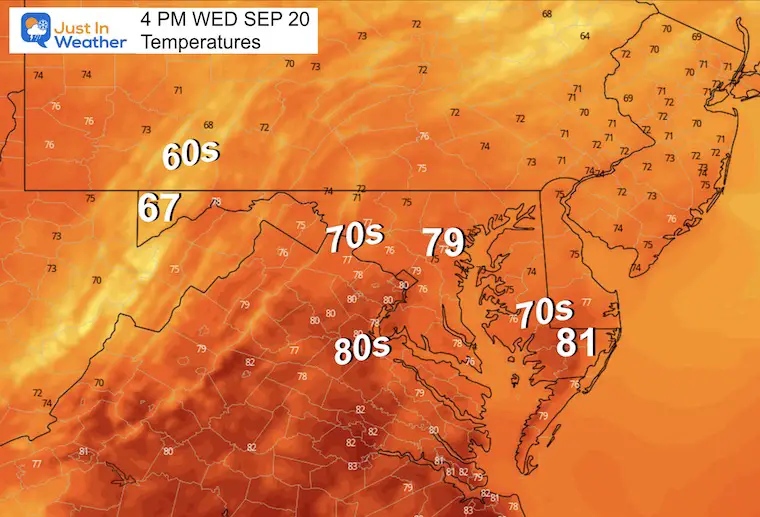 September 20 weather temperatures Wednesday afternoon