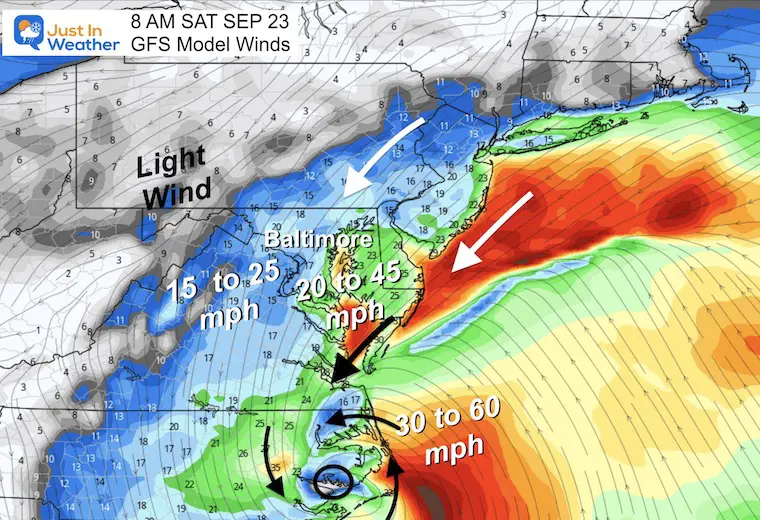 September 21 Tropical Storm Saturday Morning winds