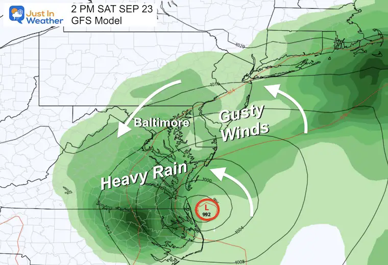 September 21 weather coastal storm Saturday GFS