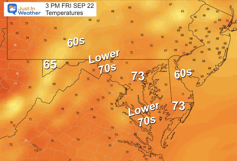 September 21 weather temperatures Friday afternoon