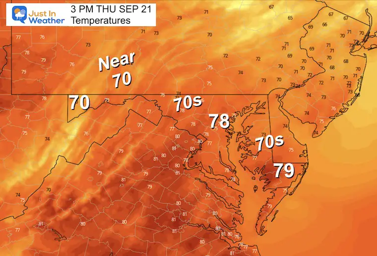 September 21 weather temperatures Thursday afternoon