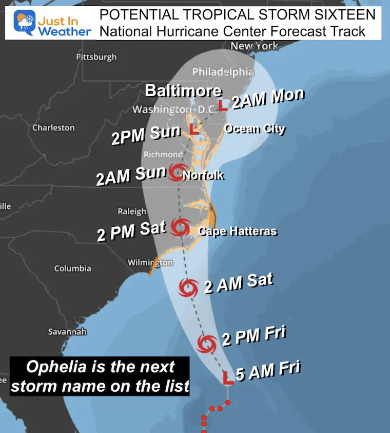 September 22 Tropical Storm Forecast Track