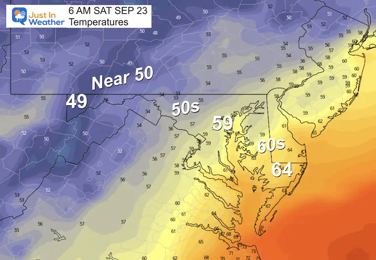 September 22 forecast temperatures Saturday Morning