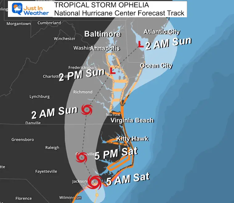 September 23 Tropical Storm Ophelia Forecast Track NHC