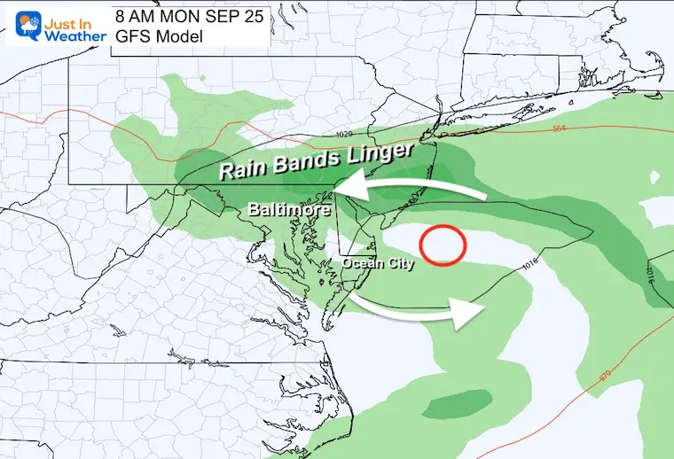 Tropical Storm Ophelia Monday Morning Rain