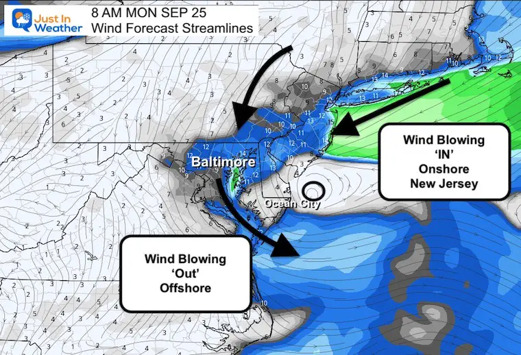 Tropical Storm Ophelia Monday Morning Wind