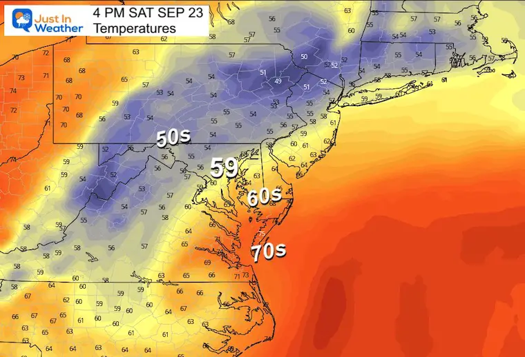 Tropical Storm Ophelia Saturday Afternoon Temperatures 