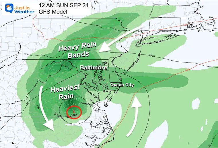 Tropical Storm Ophelia Saturday Midnight Rain