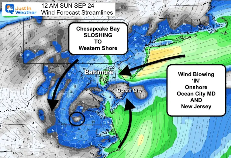 Tropical Storm Ophelia Saturday Midnight Wind