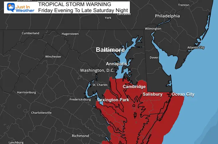 September 23 Tropical Storm Ophelia Warning