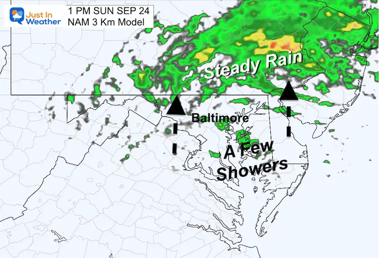 September 24 weather forecast rain Sunday 1 pm