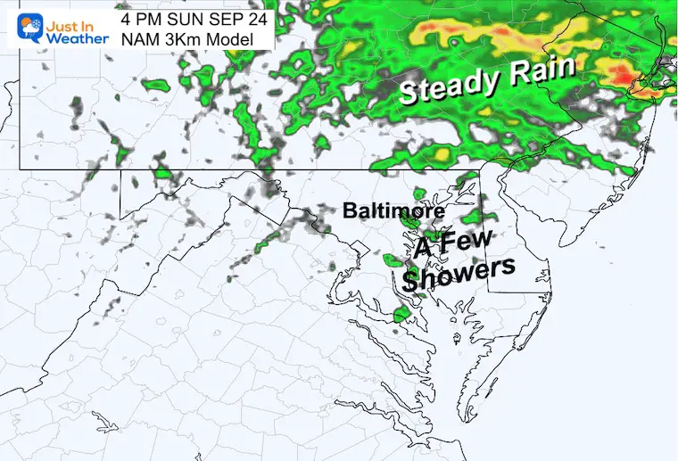 September 24 weather forecast rain Sunday 4 pm