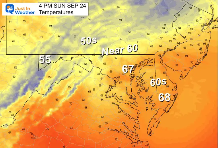 September 24 weather forecast temperatures Sunday 4 pm