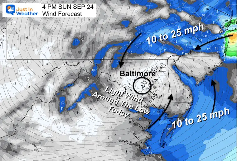 September 24 weather forecast wind Sunday 4 pm