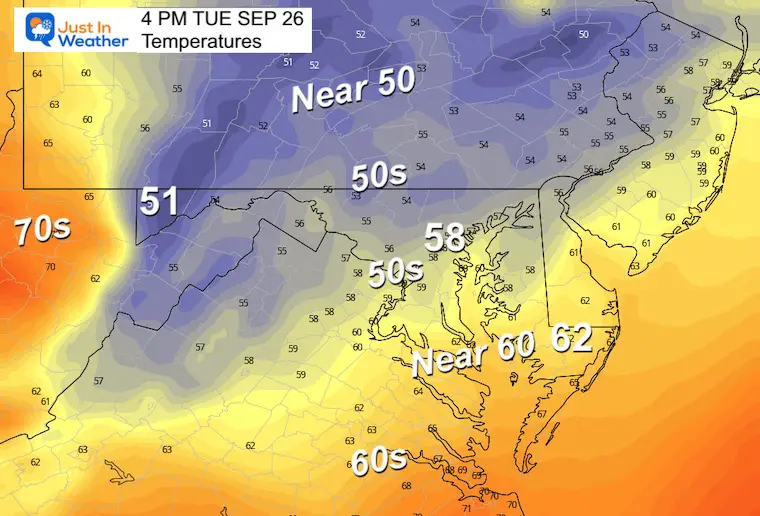 September 26 temperature forecast Tuesday Afternoon