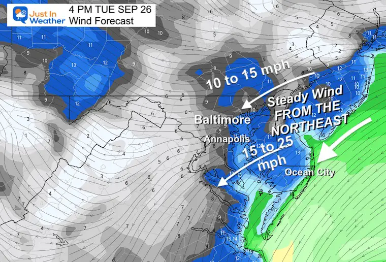 September 26 wind wind forecast Tuesday Afternoon