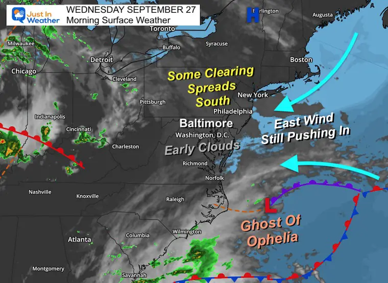 September 27 weather Wednesday morning