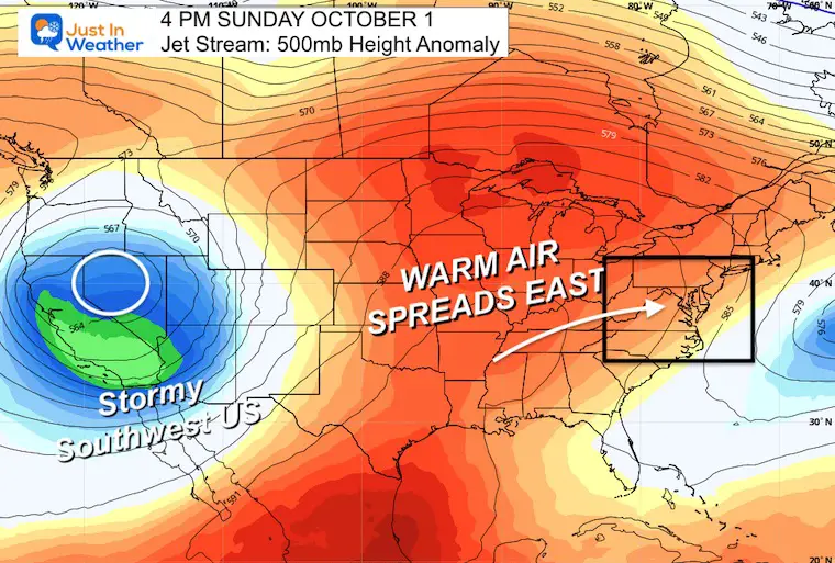 September 27 weather warmer jet stream Sunday