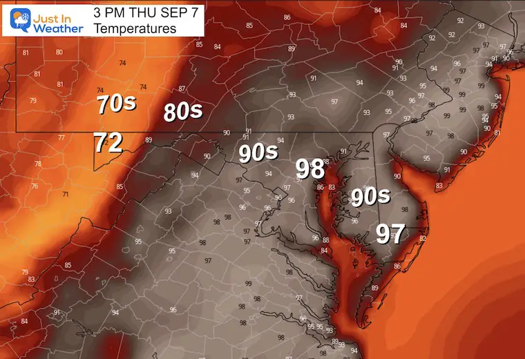 September 6 weather temperatures Thursday Afternoon
