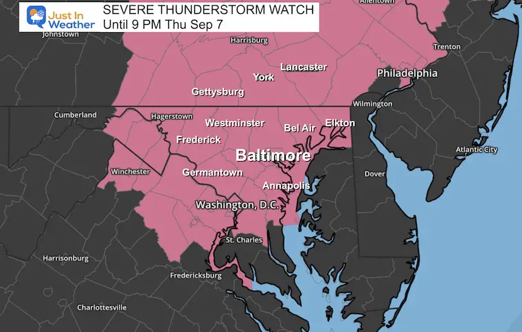 Severe thunderstorm watch until 9pm on September 7