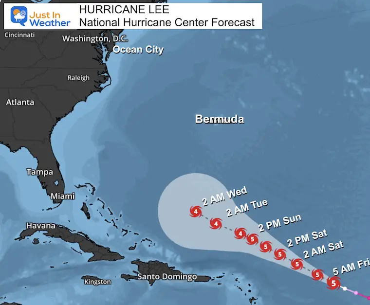 September 8 NHC Hurricane Lee Forecast Track