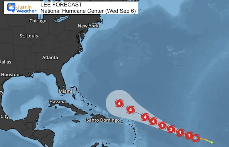 September 6 Tropical Storm Lee forecast track NHC