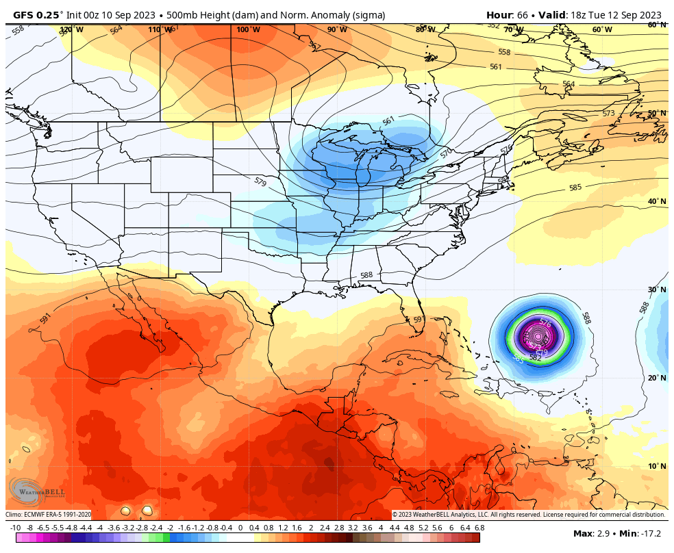 Hurricane Lee Jet stream Forecast Sunday September 10