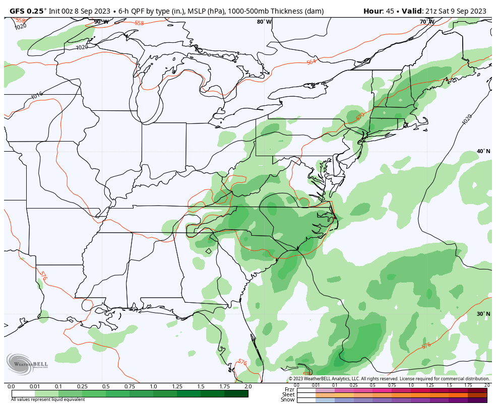 Weather forecast for September 8 is rain and Hurricane Lee