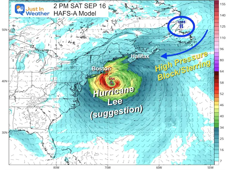 September 11 Hurricane Lee Model Forecast Saturday