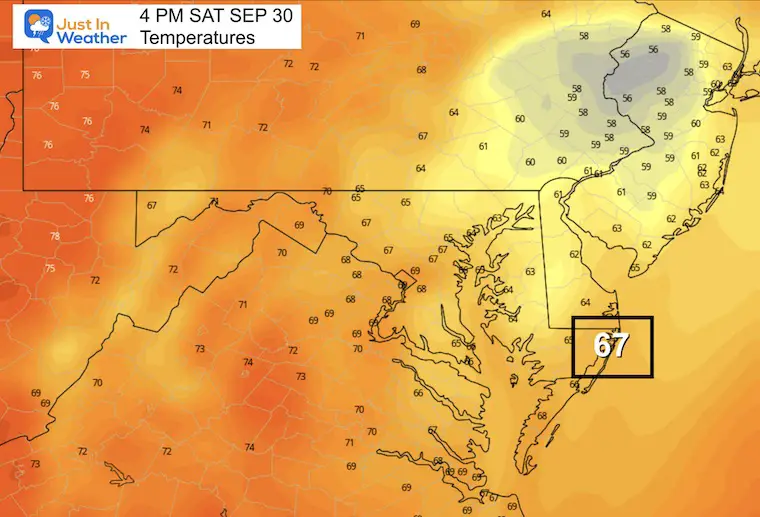 September 28 weather temperature forecast Saturday afternoon