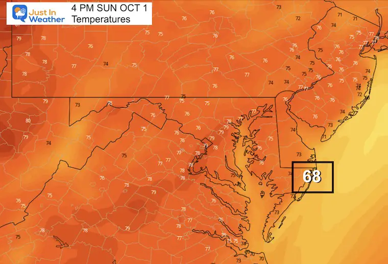 September 28 weather temperature forecast Sunday afternoon
