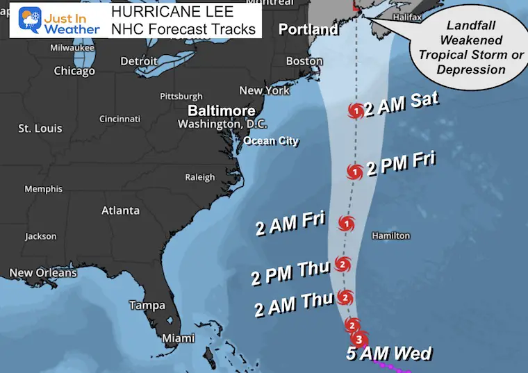 September 13 Hurricane Lee Forecast Track